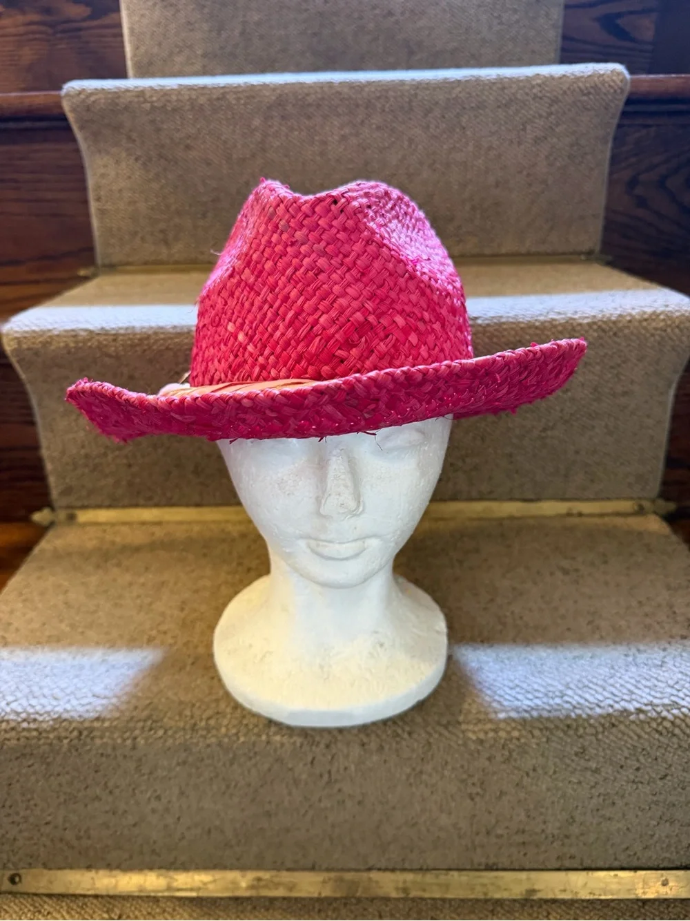 Betmar Women's Pink Straw Cowboy Style Sun Hat